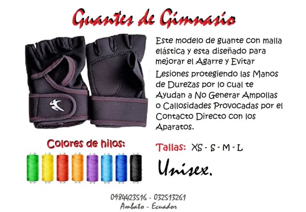 Guantes de gym hilo colores descp